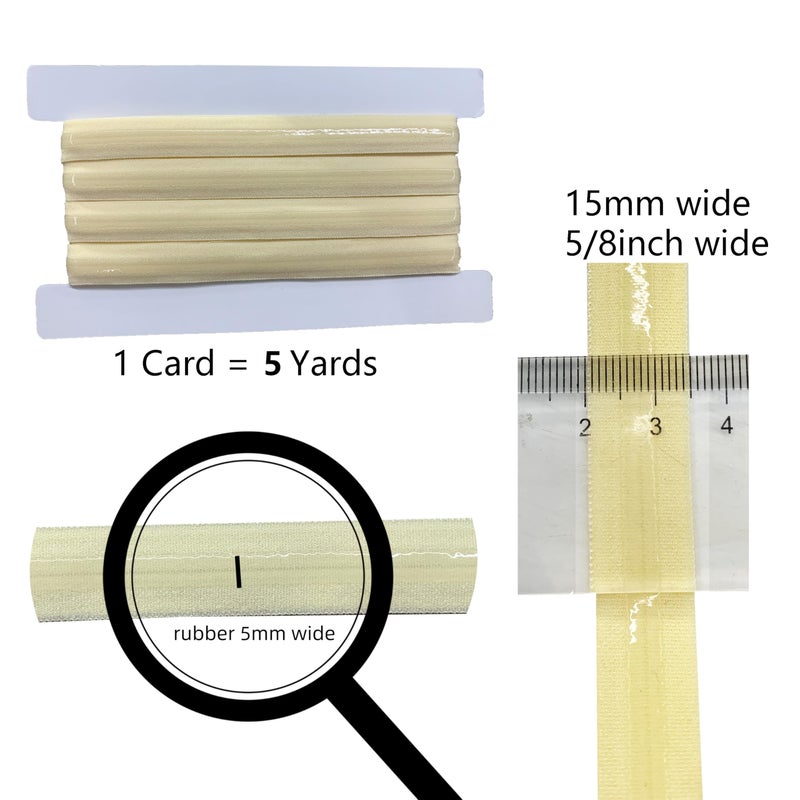 XMF Silicone Gripper Tape for Clothing, Stretchy Silicone Elastic Tape 5/8'' Width for Garment Accessory 5 Yards per Roll(Beige) - Image 2